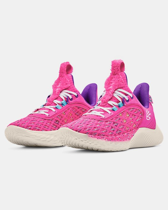 Grade School Curry Flow 9 Basketball Shoes, Pink, pdpMainDesktop image number 3